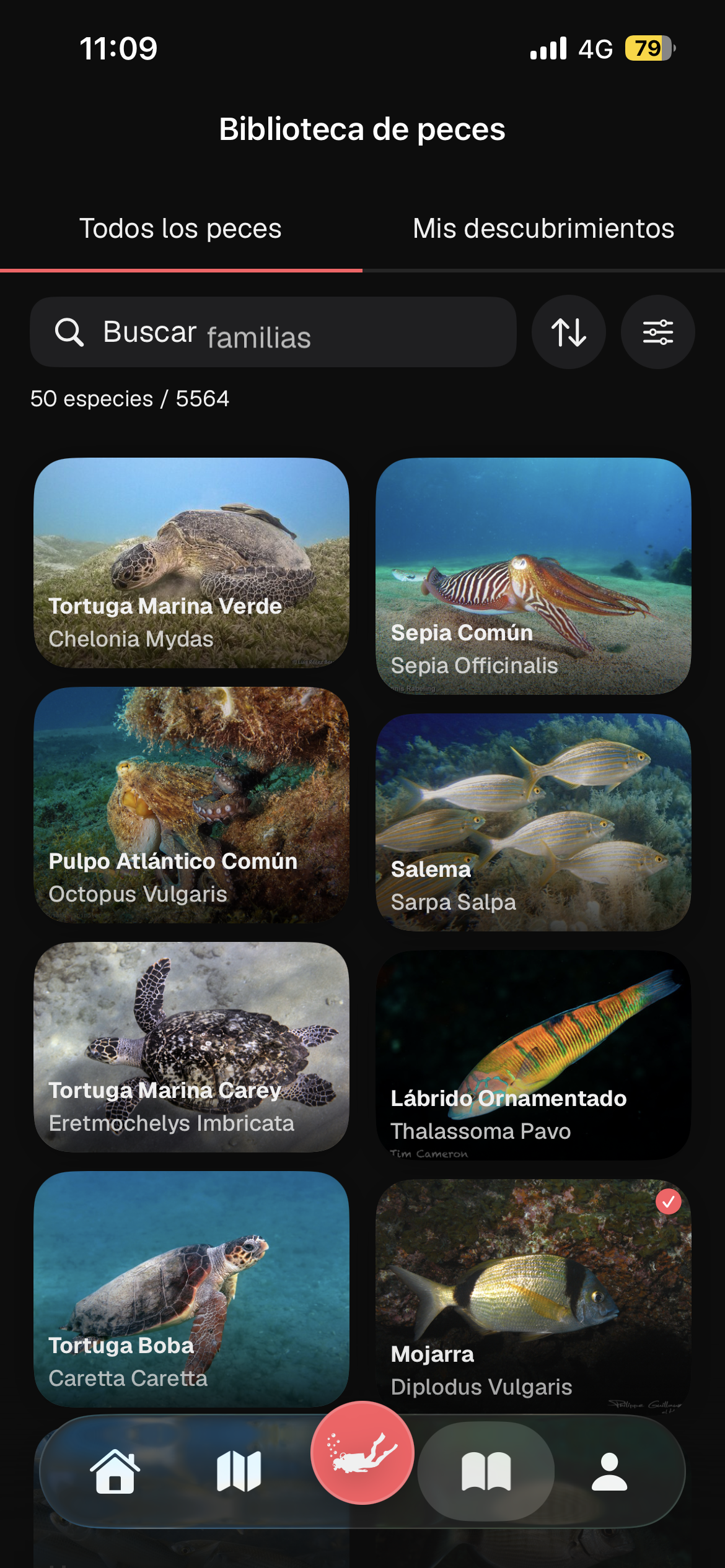 Biblioteca de especies marinas